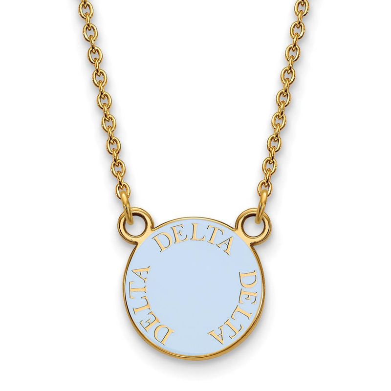 14k Plated Silver Delta Delta Delta Small Blue Enamel Necklace